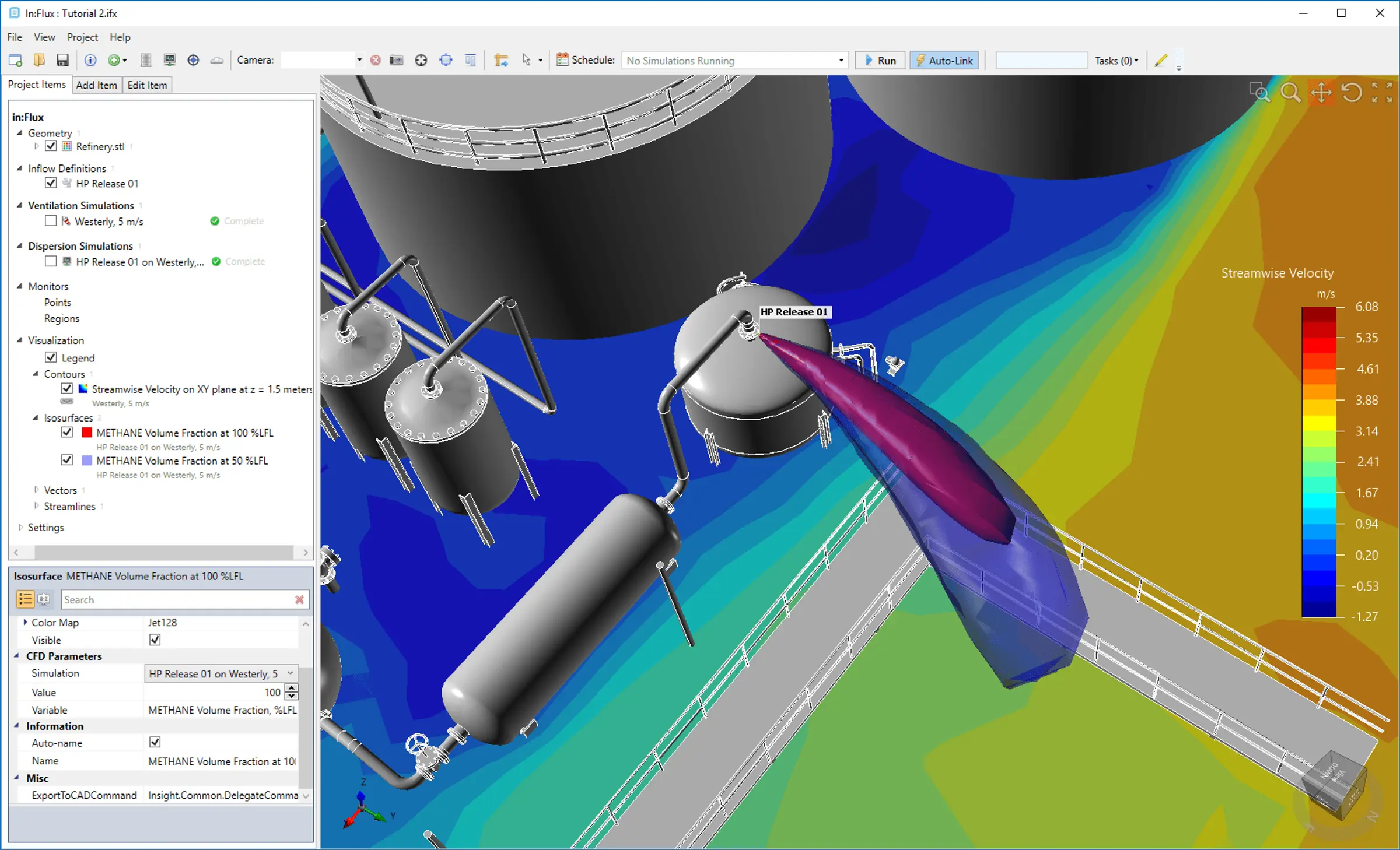 Scenario-based flammable gas mapping using CFD simulations
